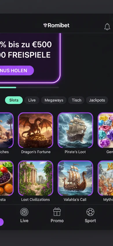 Mobile Erfahrung im Browser – Romibet